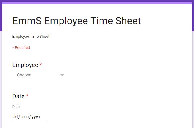 Emms Digital Time Sheet